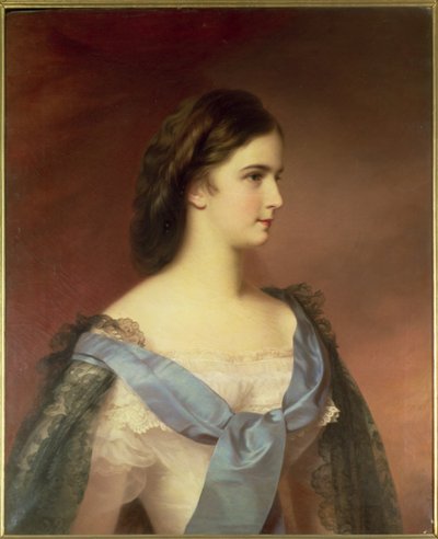 バイエルン州のエリザベス女王（1837-98）を若い女性として 作： Franz Schrotzberg